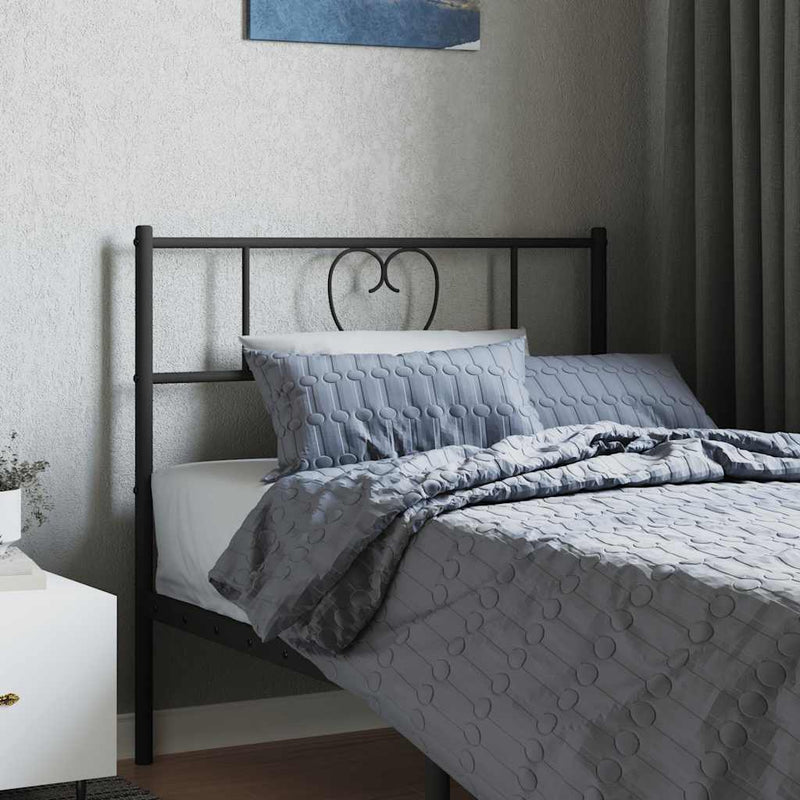 Tăblie de pat de schimb metalică, negru, 90 cm