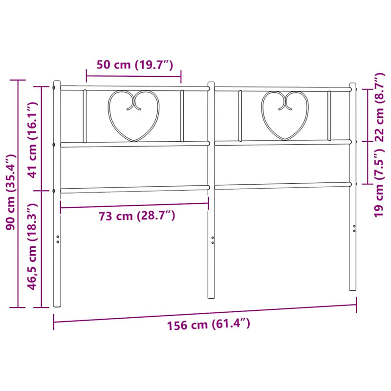 Tăblie de pat de schimb metalică, negru, 150 cm
