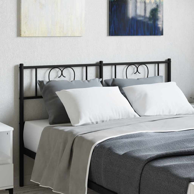Tăblie de pat de schimb metalică, negru, 150 cm