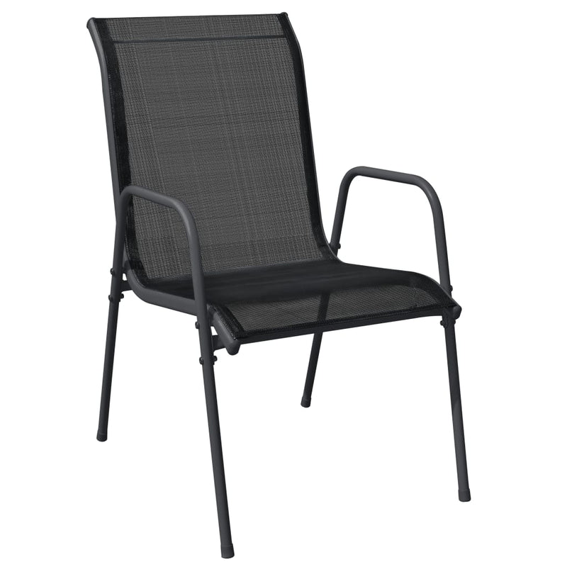 Set mobilier de grădină, 7 piese, negru, oțel și textilenă