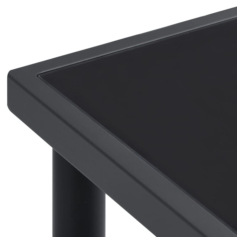 Set mobilier de grădină, 7 piese, negru, oțel și textilenă