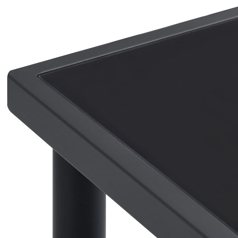 Set mobilier de grădină, 7 piese, negru, oțel și textilenă
