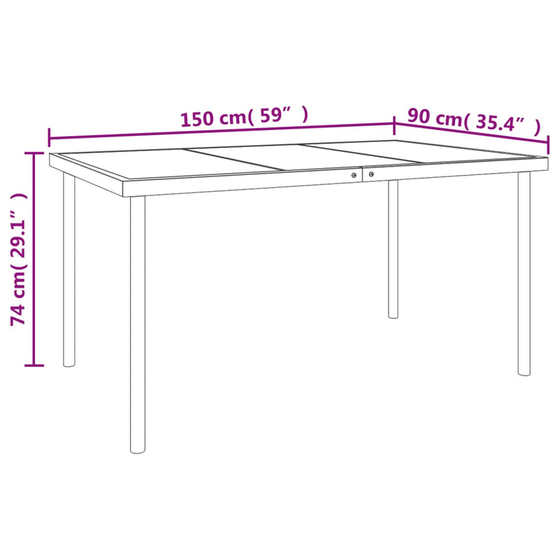 Set mobilier de grădină, 7 piese, negru, oțel și textilenă