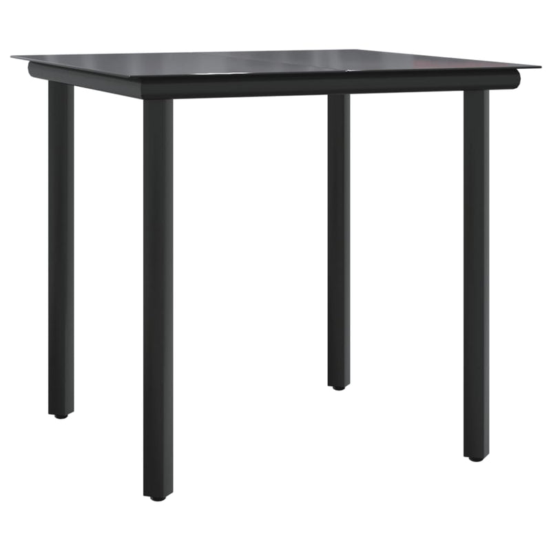 Set mobilier de grădină, 5 piese, negru, oțel și textilenă