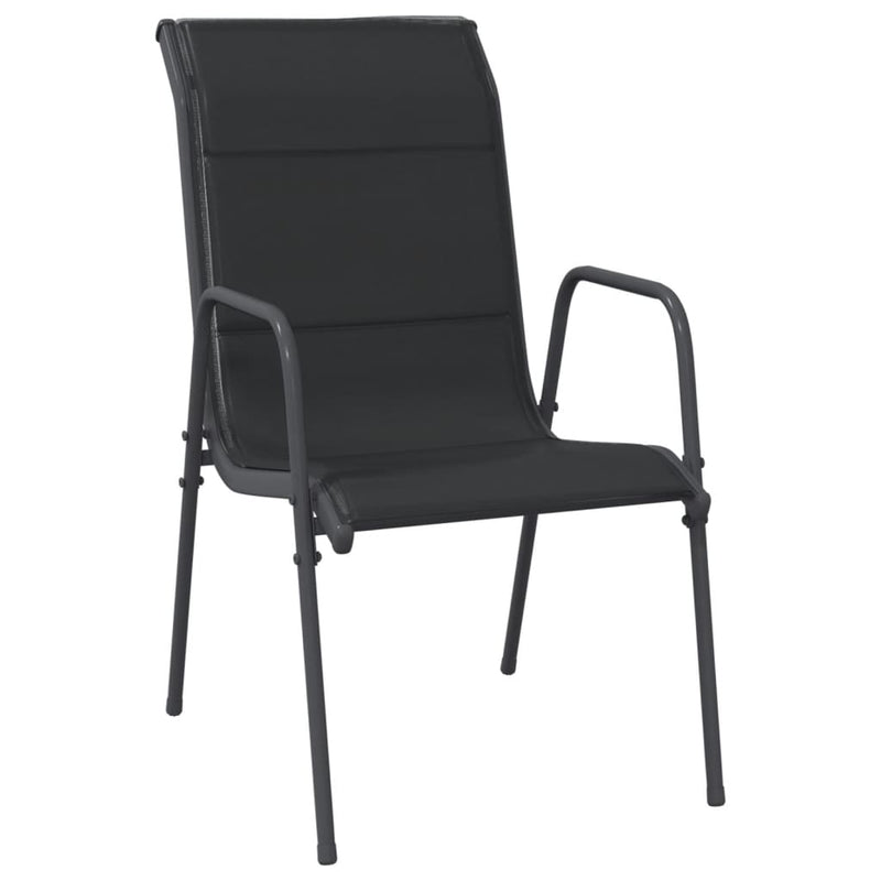Set mobilier de grădină, 5 piese, negru, oțel și textilenă