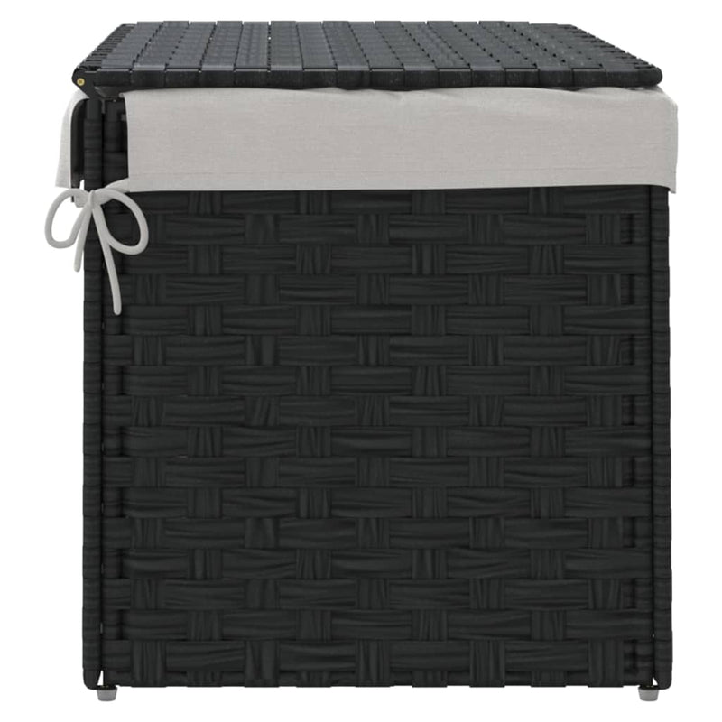 Coș de rufe cu capac, negru, 55,5x35x34 cm, poliratan