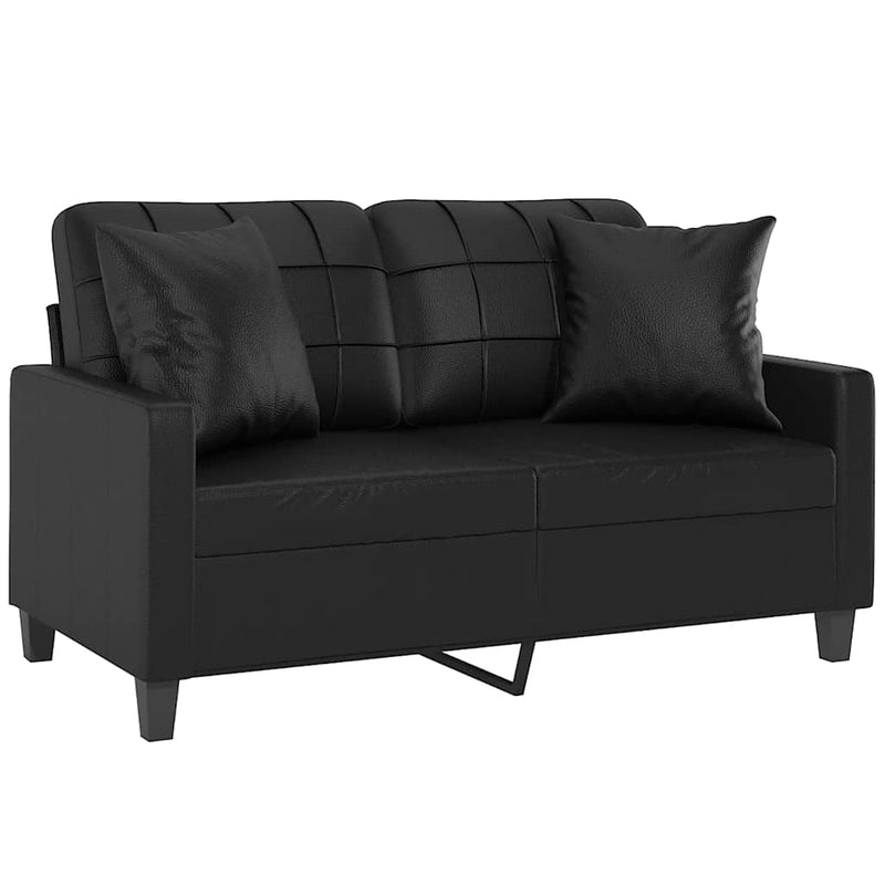 Canapea cu 2 locuri cu pernuțe, negru, 120 cm, piele ecologică