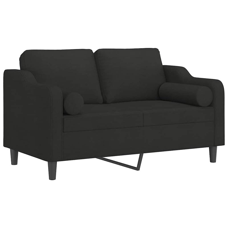 Canapea cu 2 locuri cu pernuțe, negru, 120 cm, textil