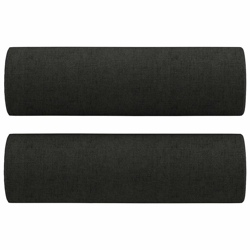 Canapea cu 2 locuri cu pernuțe, negru, 140 cm, textil