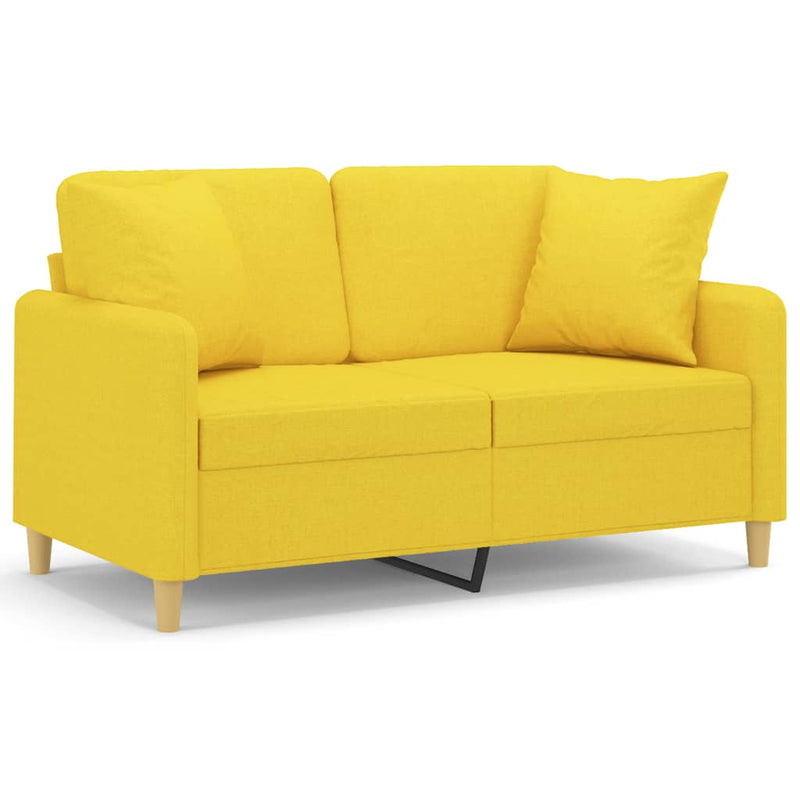 Canapea cu 2 locuri cu pernuțe, galben deschis, 120 cm, textil