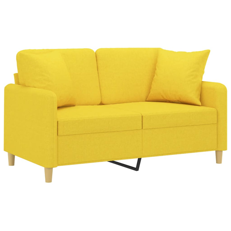 Canapea cu 2 locuri cu pernuțe, galben deschis, 120 cm, textil