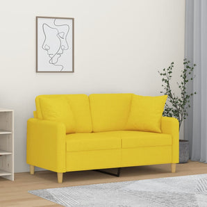 Canapea cu 2 locuri cu pernuțe, galben deschis, 120 cm, textil