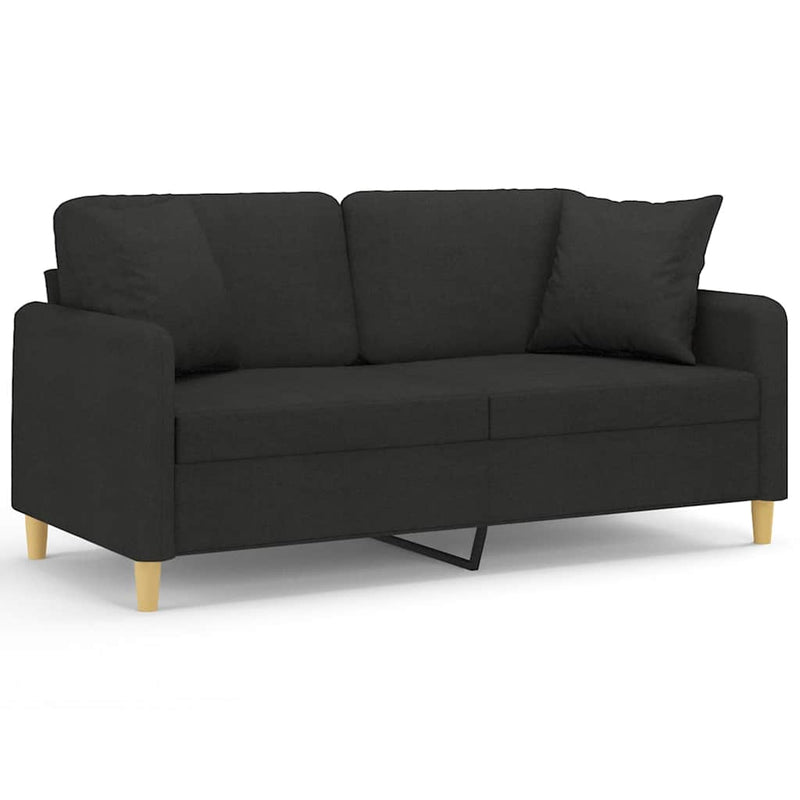 Canapea cu 2 locuri cu pernuțe, negru, 140 cm, textil