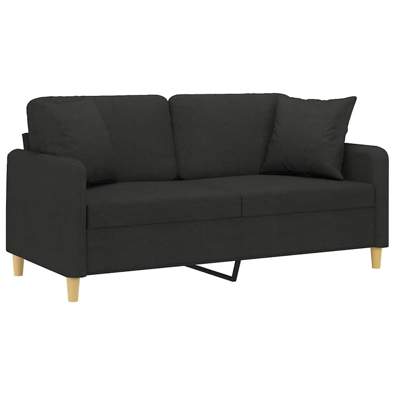 Canapea cu 2 locuri cu pernuțe, negru, 140 cm, textil