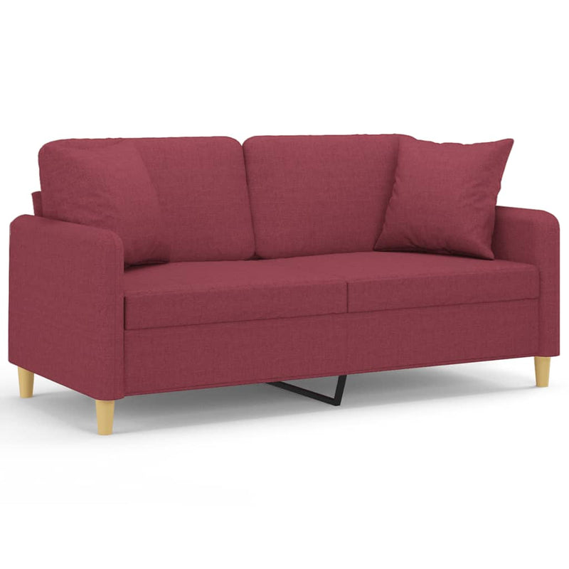 Canapea cu 2 locuri cu pernuțe, roșu vin, 140 cm, textil
