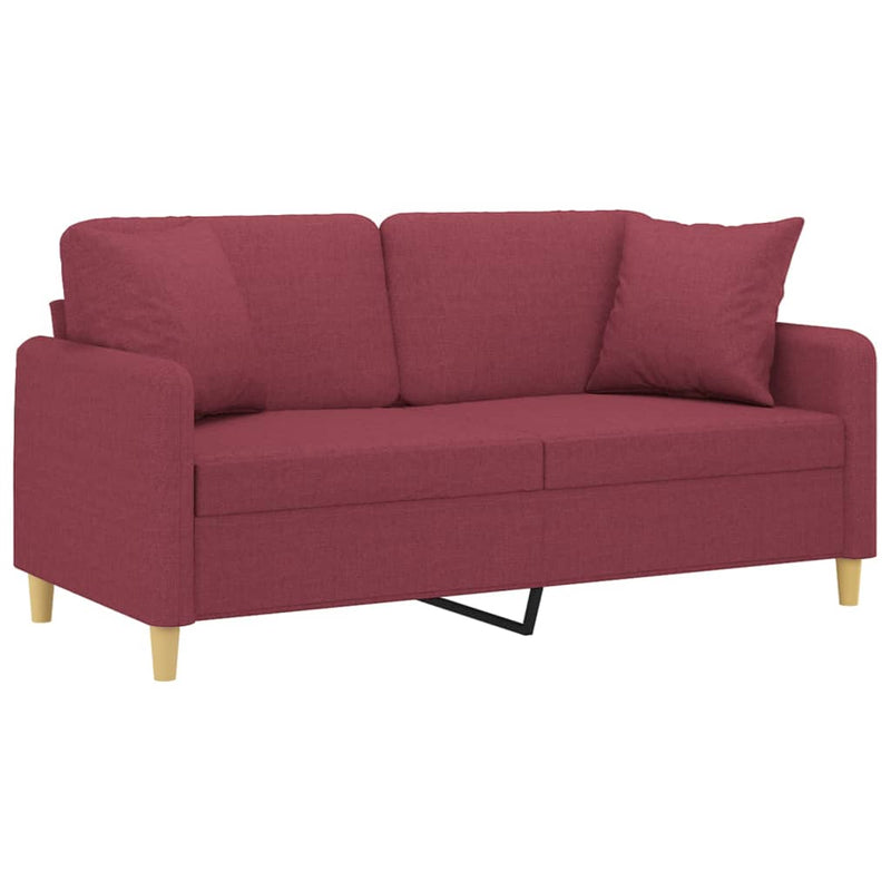 Canapea cu 2 locuri cu pernuțe, roșu vin, 140 cm, textil