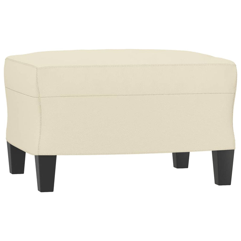 Fotoliu canapea cu taburet, crem, 60 cm, piele ecologică