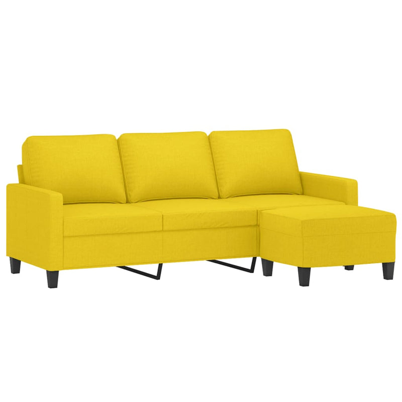 Canapea cu 3 locuri și taburet, galben deschis, 180 cm, textil