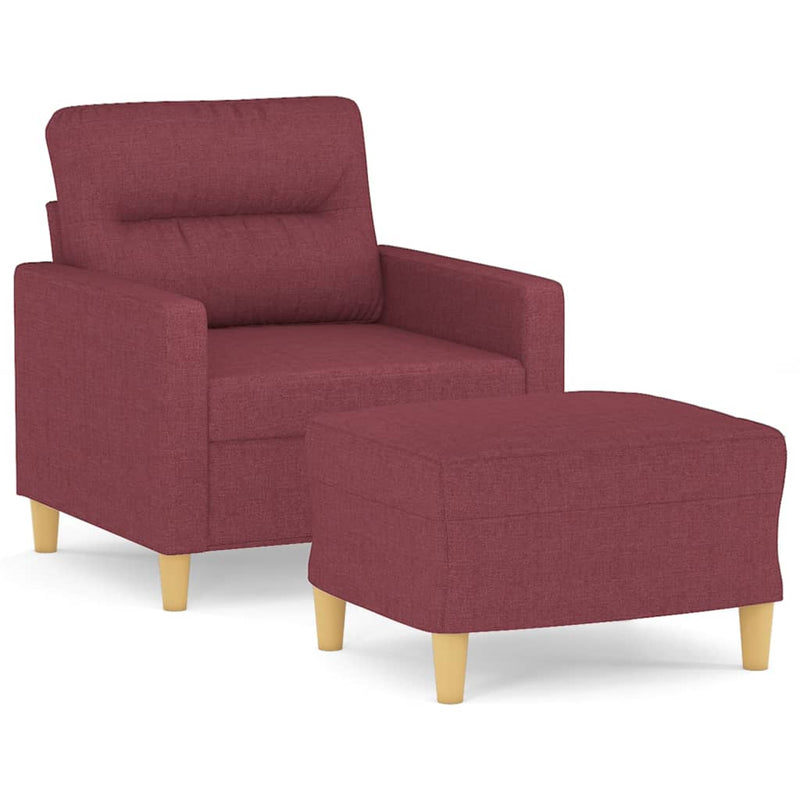 Fotoliu canapea cu taburet, roșu vin, 60 cm, material textil