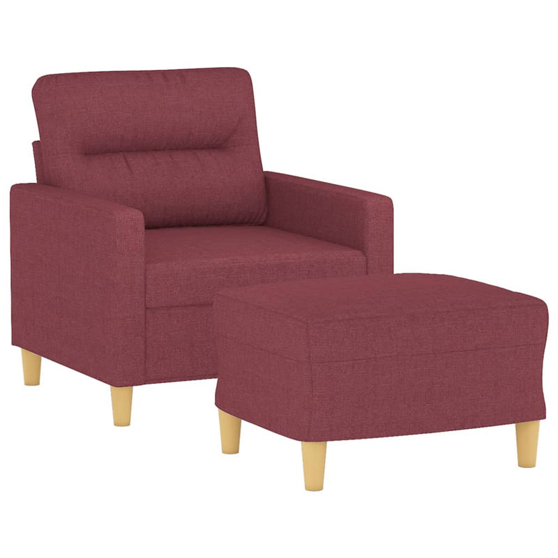 Fotoliu canapea cu taburet, roșu vin, 60 cm, material textil