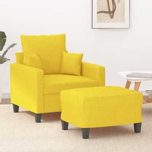 Fotoliu canapea cu taburet, galben deschis, 60 cm, textil