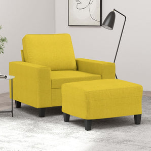 Fotoliu canapea cu taburet, galben deschis, 60 cm, textil