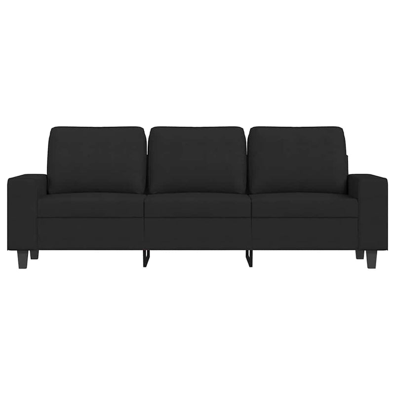 Canapea cu 3 locuri cu taburet, negru, 180 cm, material textil