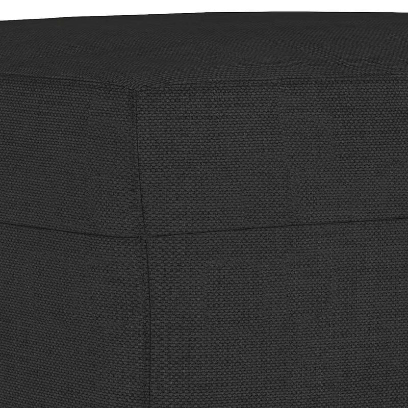 Canapea cu 3 locuri cu taburet, negru, 180 cm, material textil