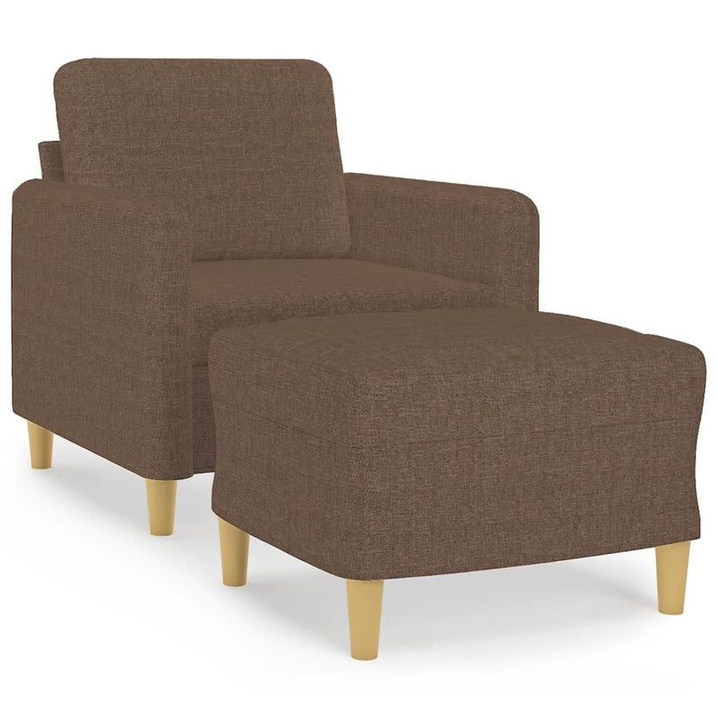 Fotoliu canapea cu taburet, maro, 60 cm, material textil