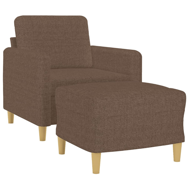 Fotoliu canapea cu taburet, maro, 60 cm, material textil