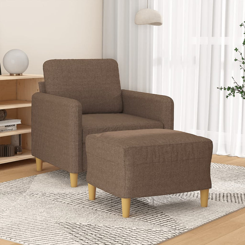Fotoliu canapea cu taburet, maro, 60 cm, material textil