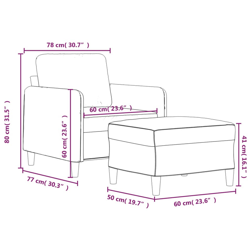 Fotoliu canapea cu taburet, roșu vin, 60 cm, material textil