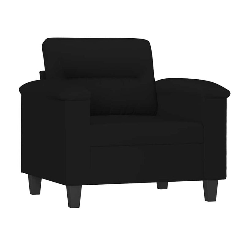 Fotoliu canapea cu taburet, negru, 60 cm, microfibră