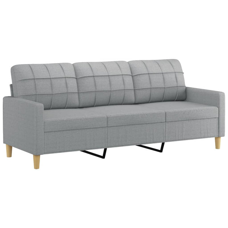 Set de canapele cu perne, 3 piese, gri deschis, textil