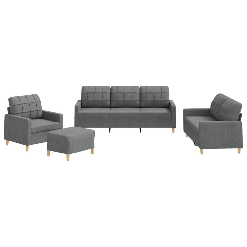 Set de canapele cu perne, 4 piese, gri închis, textil