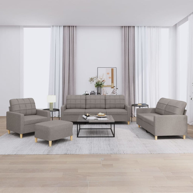 Set de canapea cu perne, 4 piese, gri taupe, material textil