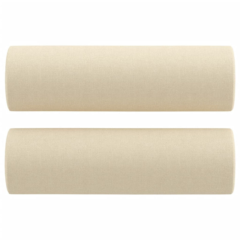 Set de canapele cu perne, 3 piese, crem, textil