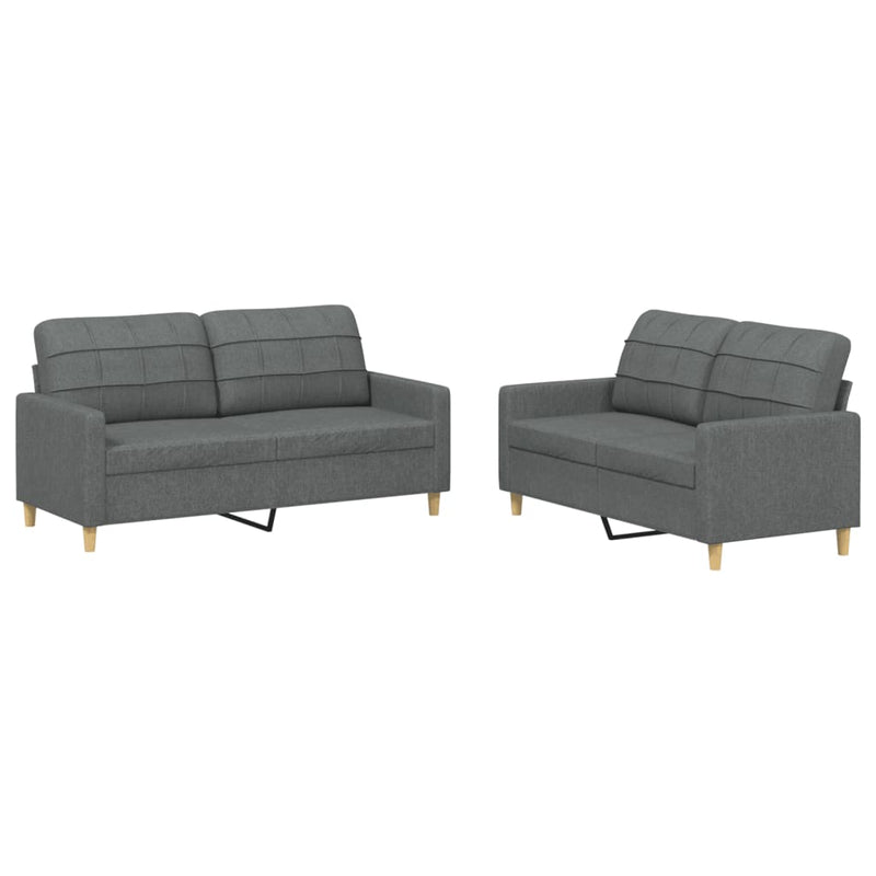 Set de canapele cu perne, 2 piese, gri închis, textil