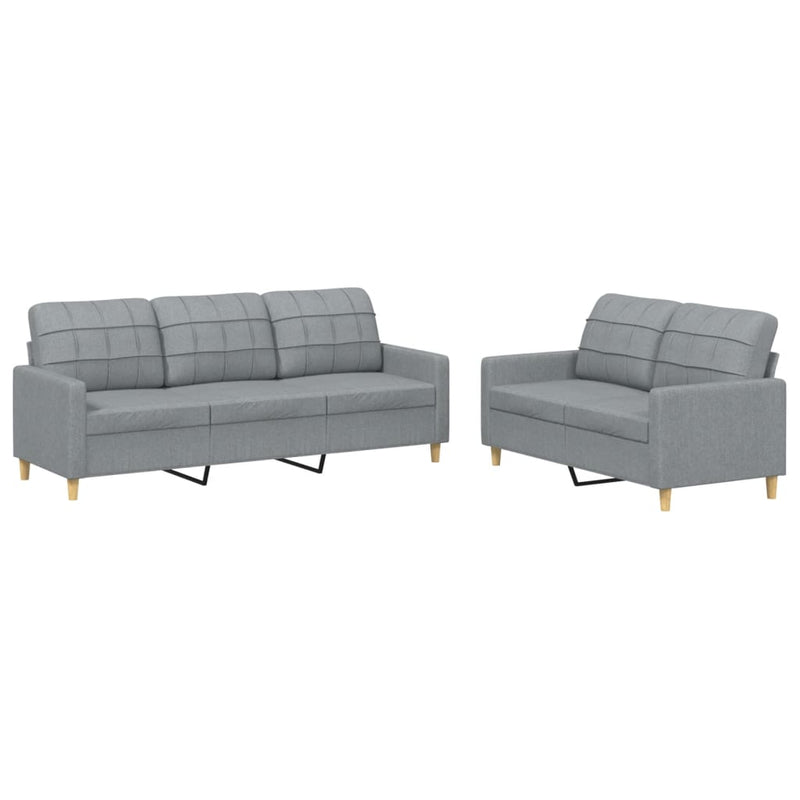 Set de canapele cu perne, 2 piese, gri deschis, textil