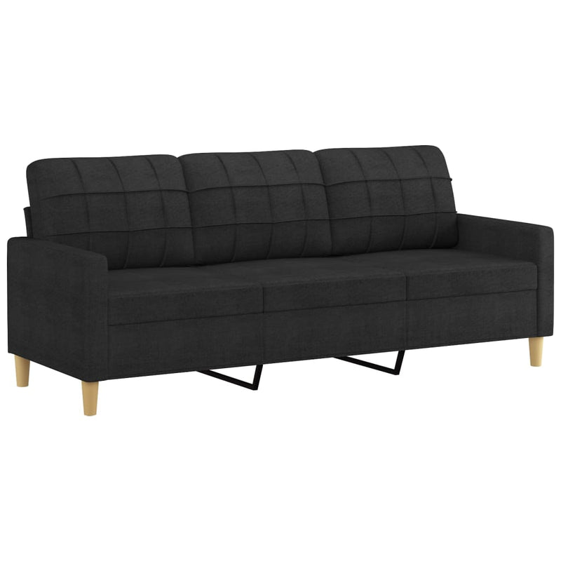 Set de canapele cu perne, 2 piese, negru, textil