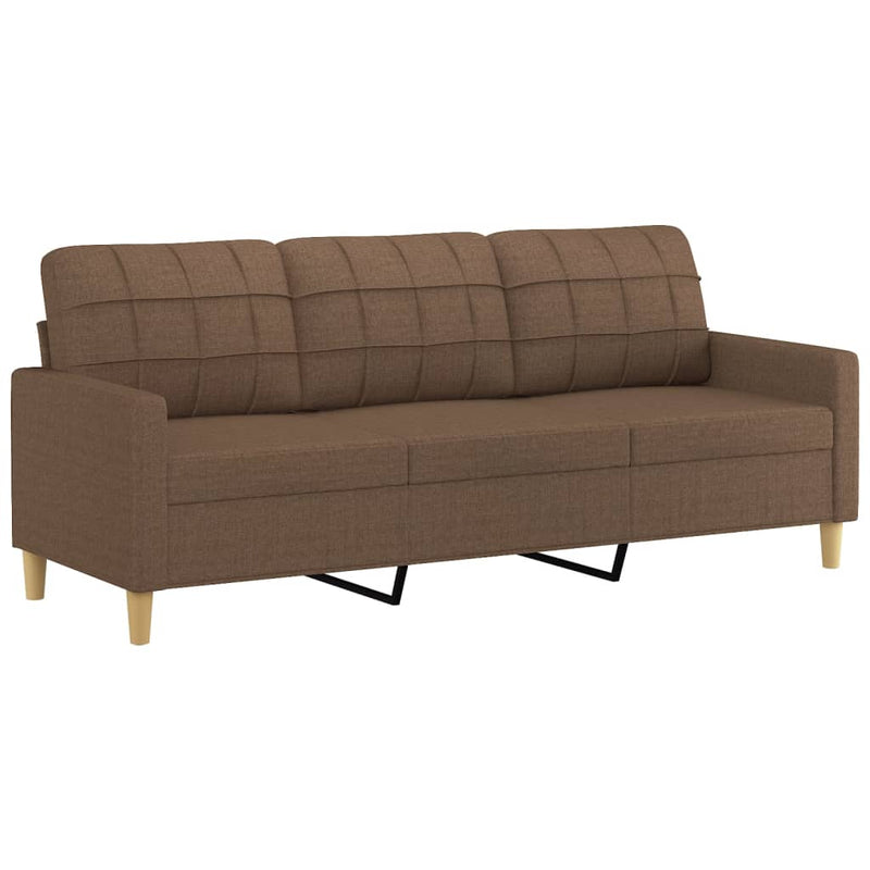 Set de canapele cu perne, 3 piese, maro, textil
