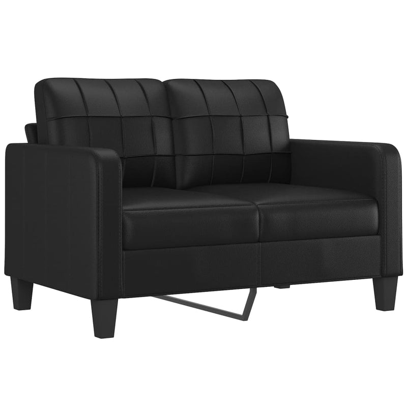Set de canapele cu perne, 4 piese, negru, piele ecologică