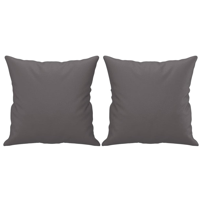 Set de canapele cu perne, 4 piese, gri, piele ecologică