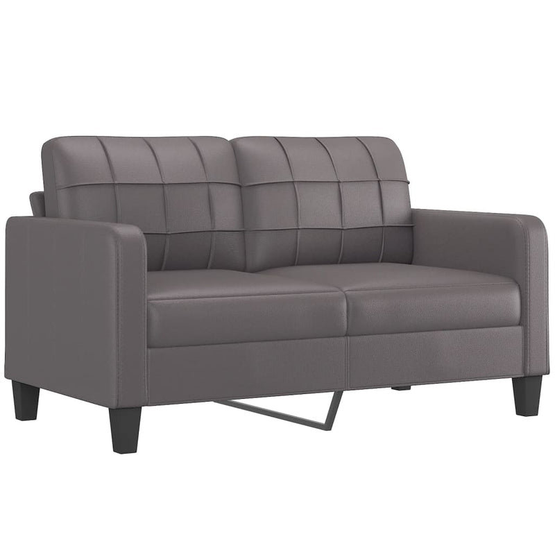 Set de canapele cu perne, 3 piese, gri, piele ecologică