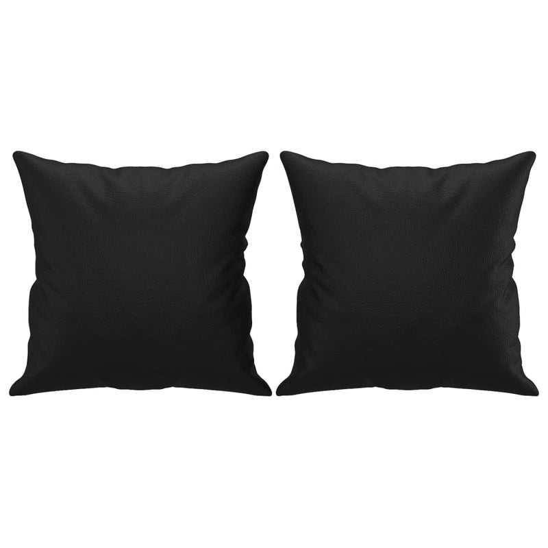 Set de canapele cu perne, 2 piese, negru, piele ecologică