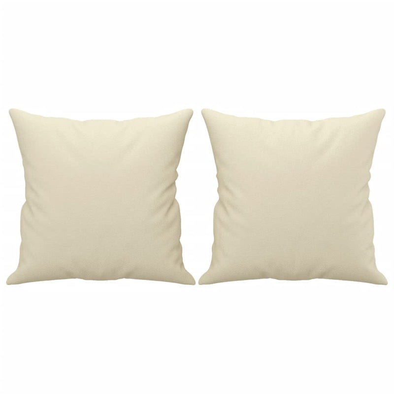 Set de canapele cu perne, 2 piese, crem, piele ecologică