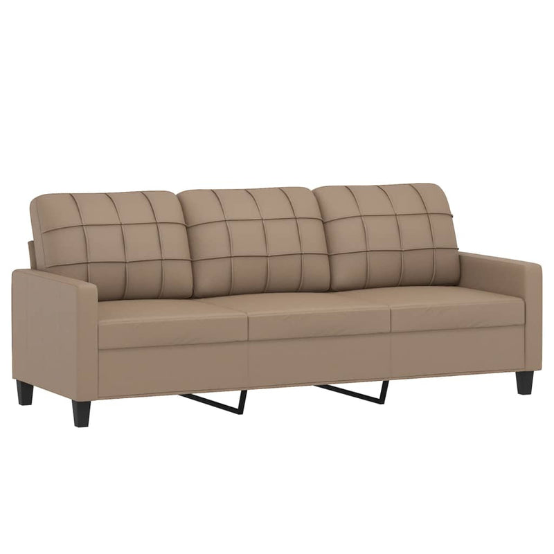 Set de canapele cu perne, 2 piese, cappuccino, piele ecologică