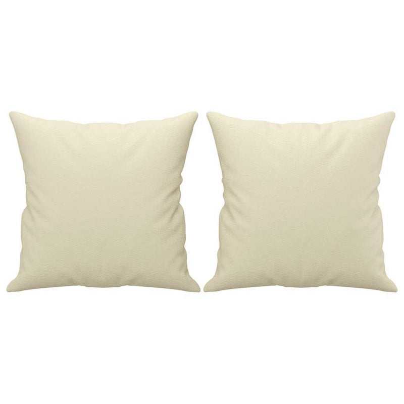 Set de canapele cu perne, 2 piese, crem, piele ecologică