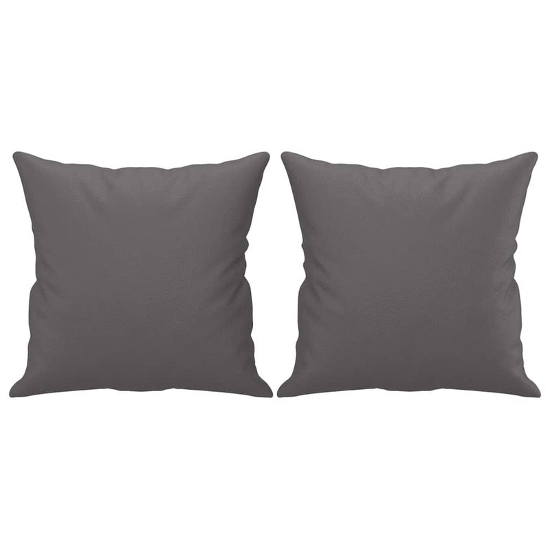 Set de canapele cu perne, 3 piese, gri, piele ecologică