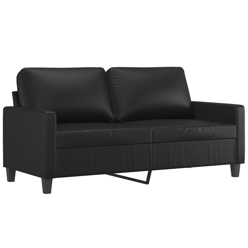 Set de canapele cu perne, 2 piese, negru, piele ecologică